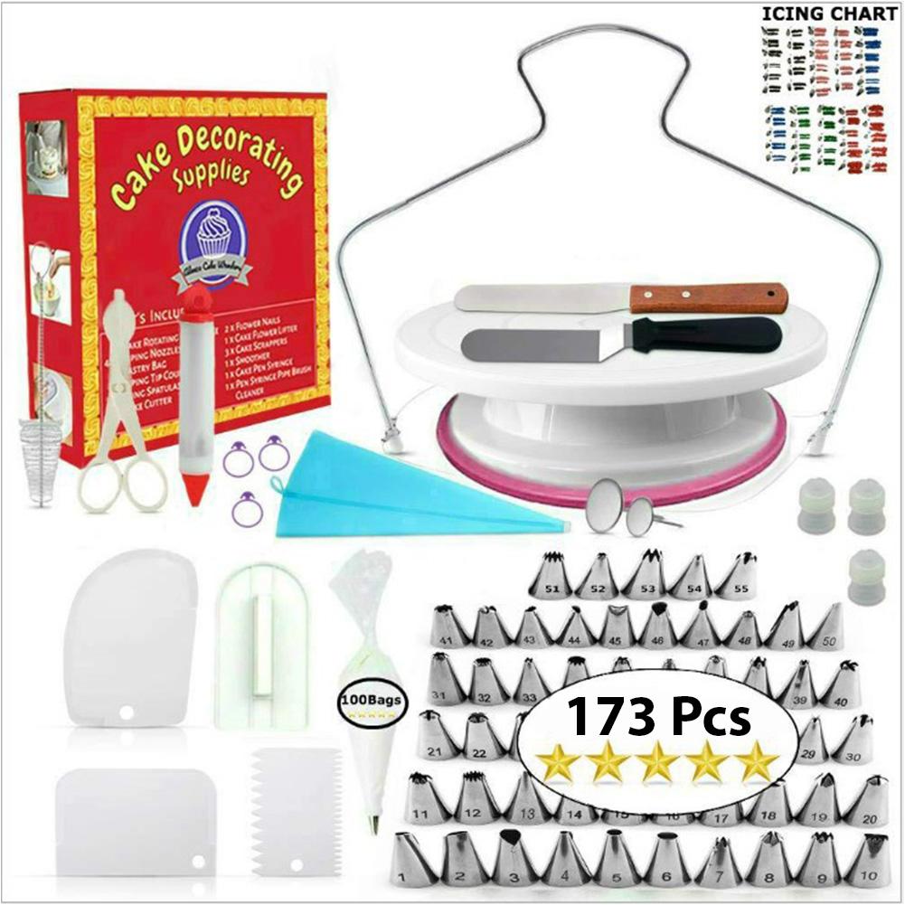 173 - Piece Cake Turntable Decorating Cream Spatula Scraper Set Baking Pastry Tools Turntable set 175 piece set#0