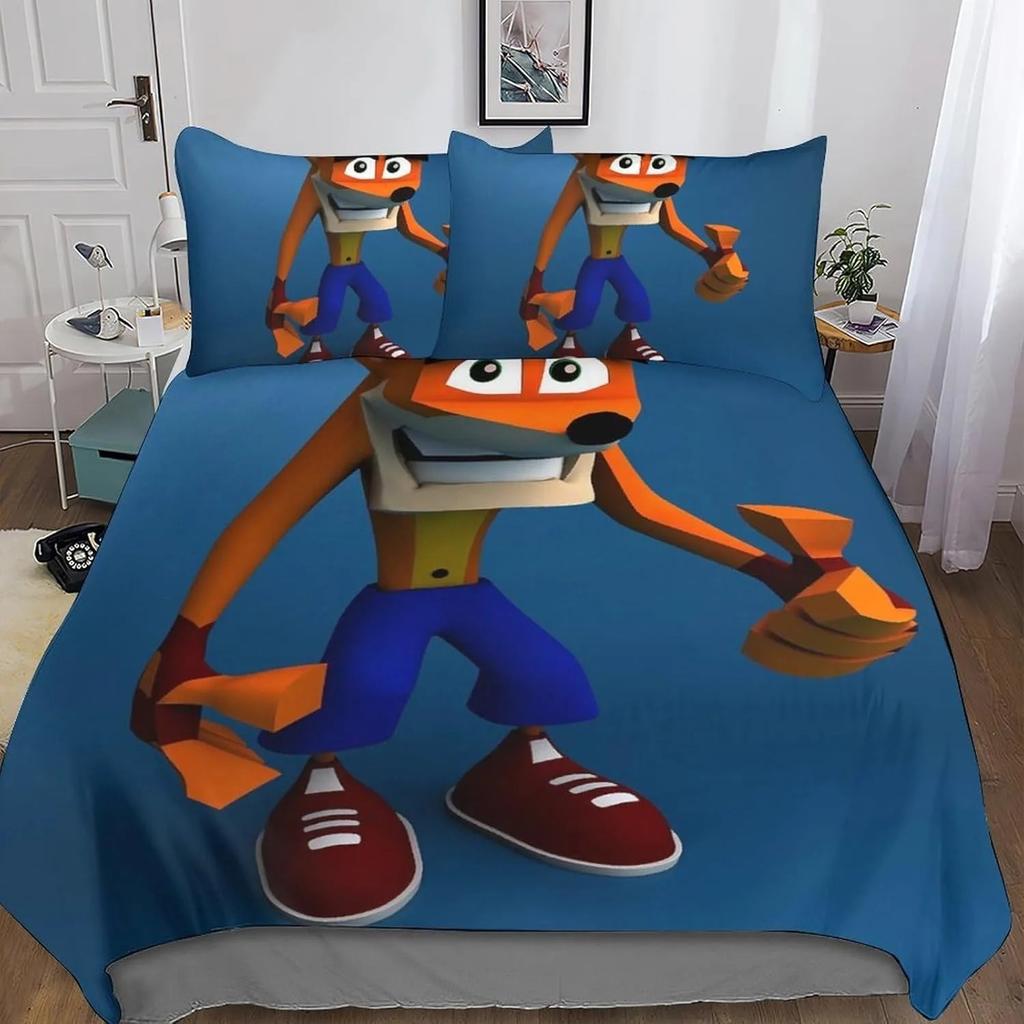 Cartoon 3D Printed Crash Bandicoot Bedding Set game Duvet Cover Pillowcase Single Twin Full Queen Size For Kids Bedroom Decor