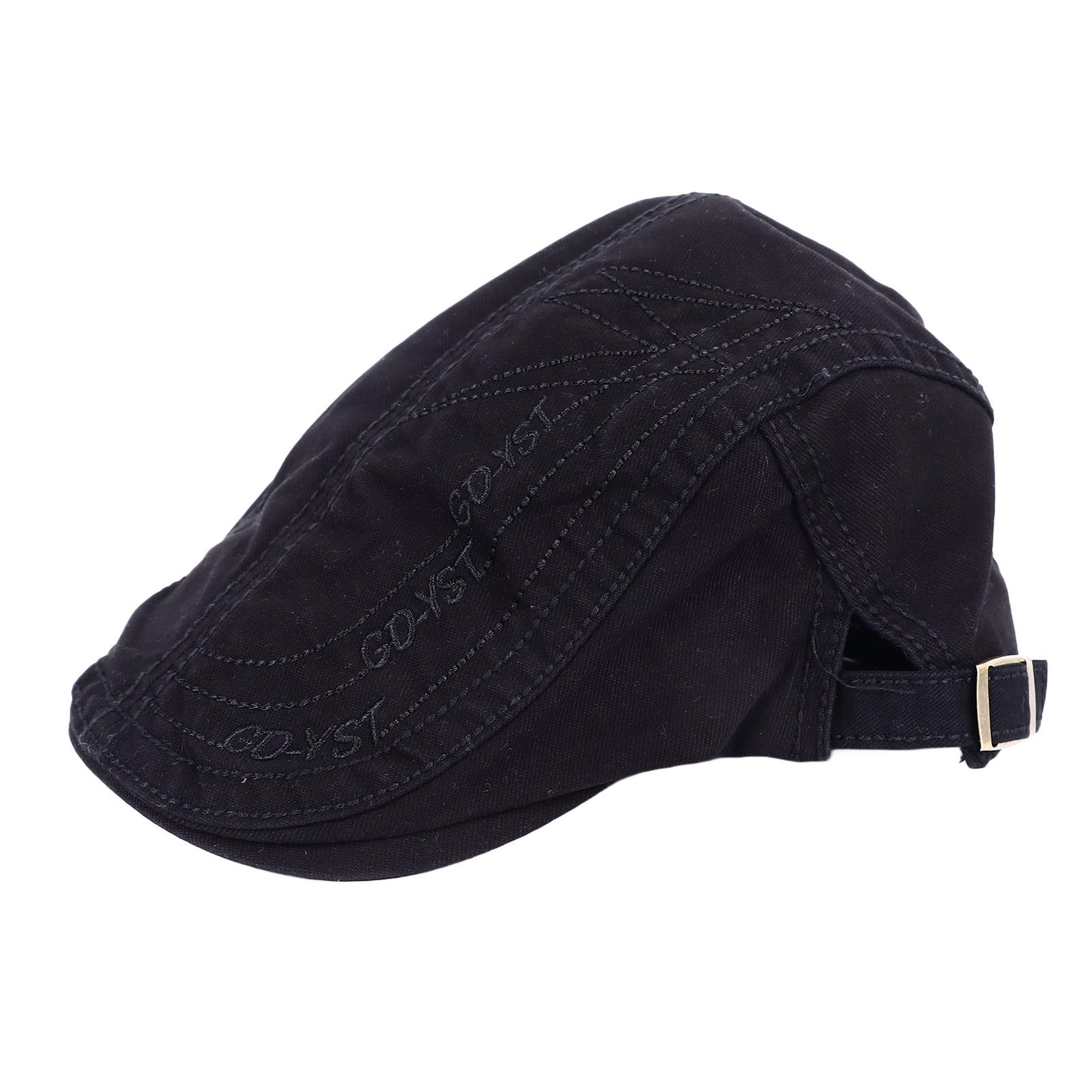 Flat Cap Cotton Black Comfortable Blocks Sunlight Exquisite Embroidery Stylish Newsboy Cap for Men