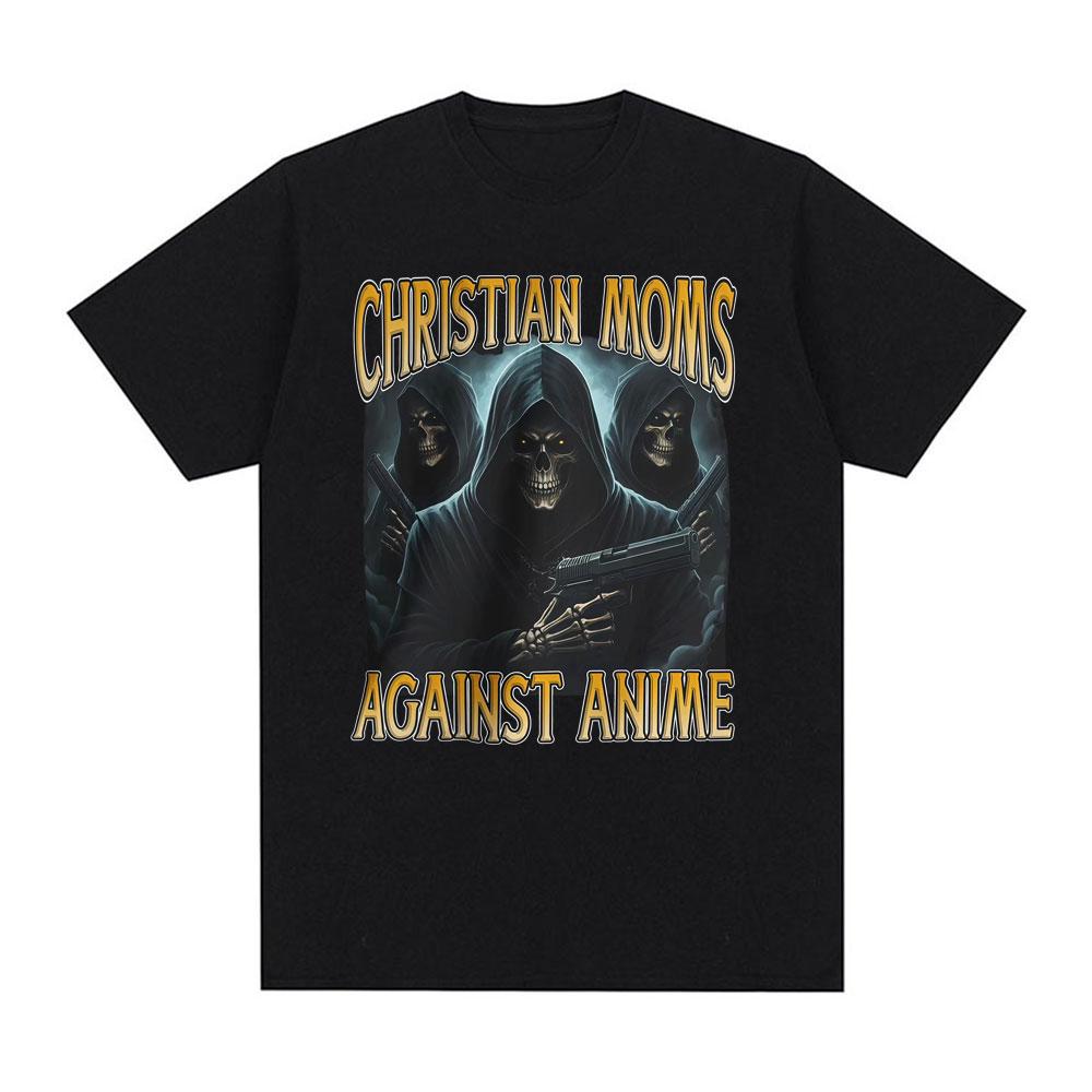 

Christian Moms Against Anime T-shirts Gothic Skull Funny Meme Graphic T Shirts Men Women Cotton Casual Short Sleeve T Shirt T... S разноцветный