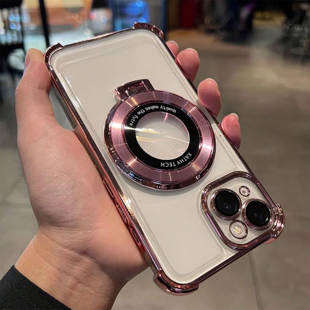 Anti-Drop Luxury Electroplated Phone Case For 17 16 15 14 13 12 11 Pro Max Plus Air With Ring Holder Magnetic Stand Cover
