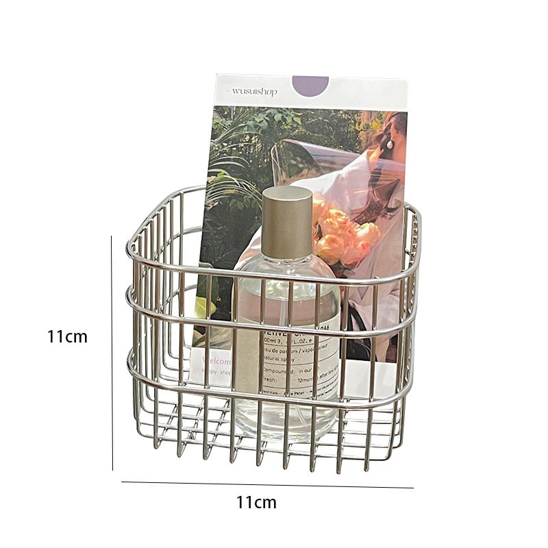 Simple Stainless Steel Storage Basket Desktop Decoration Miscellaneous Storage Basket Cosmetics Sorting Basket Storage Box