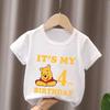 Winnie The Pooh Birthday Themed Printed Children's T-shirt Summer Pure Cotton Breathable Parent-child Outfit Short Sleeved
