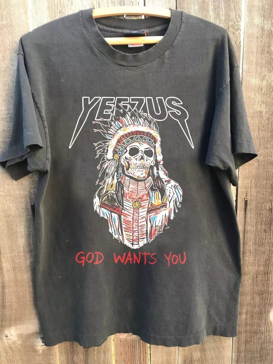 Kanye West Yeezus God Wants You Shirt, Vintage 90s Yeezus Charcoal Unisex Tshirt M