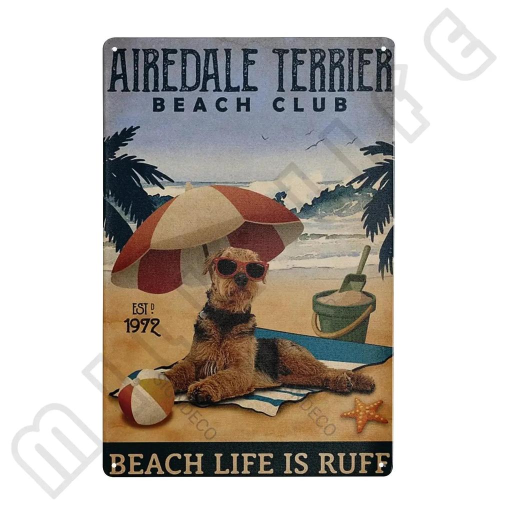 Airedale Terrier Metal Tin Sign Funny Pet Wall Decor for Kitchen Bathroom Bar Office Cafe  X Inch