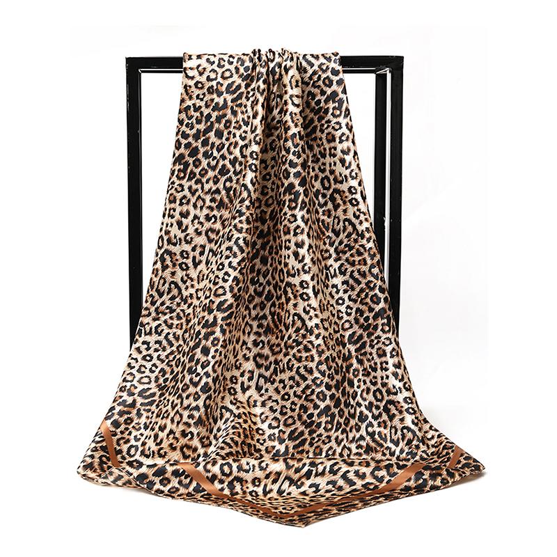 1 Stück Leopardenmuster Imitation Seide Schal Lässiger Kopftuch Muslimische Frau Hijabs Schals Glatt Weich Haarschal Islimischer Turban Bandana