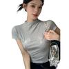 Korean Style Silver Bow Print Top: Women's Short Sleeve Round Neck, Summer Design