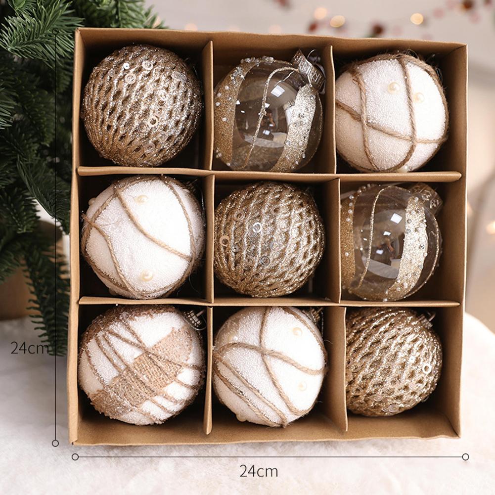 1Set Christmas Ball Ornaments 8cm Glitter Transparent Christmas Baubles For Xmas Tree Hanging Decoration New Year Gifts