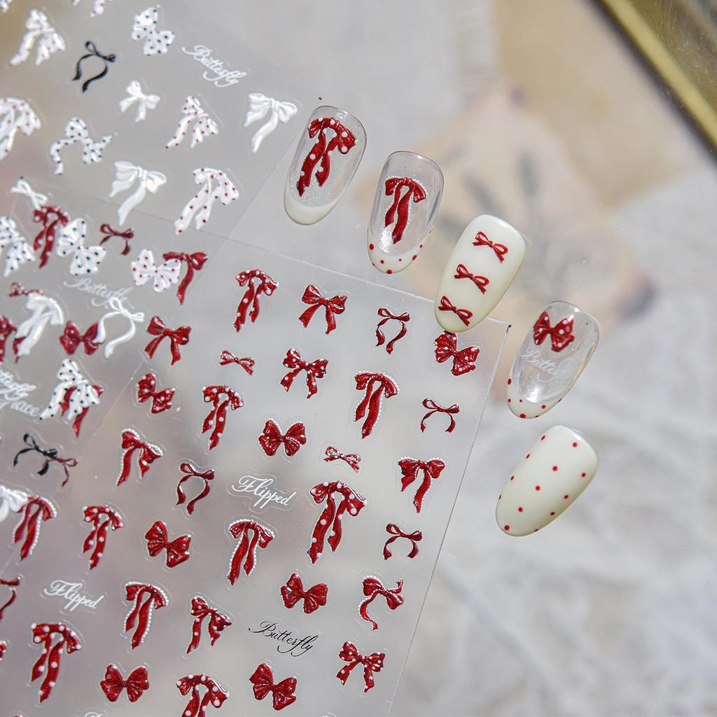 Mo Shi Shell Light Nail Art Stickers - Trendy Polka Dot and Bow Decor