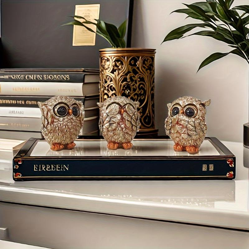 3pcs of Cute European-Style Owl Decorations for The Living Room Office Desk And Home Decor