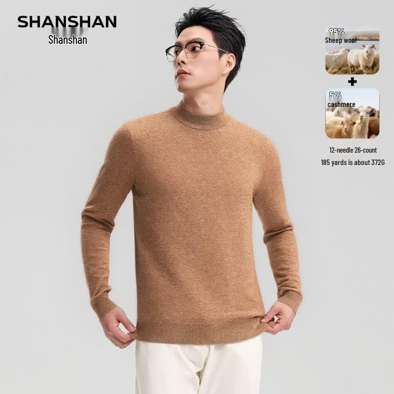 SHANSHAN Men's Merino Wool Round Neck Sweater