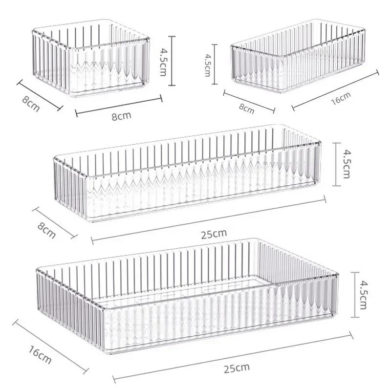 

7PCS/Set Desk Drawer Organizers Set Plastic Bathroom Storage Makeup Organizer Clear Transparent Storage Box Drawer Organizer