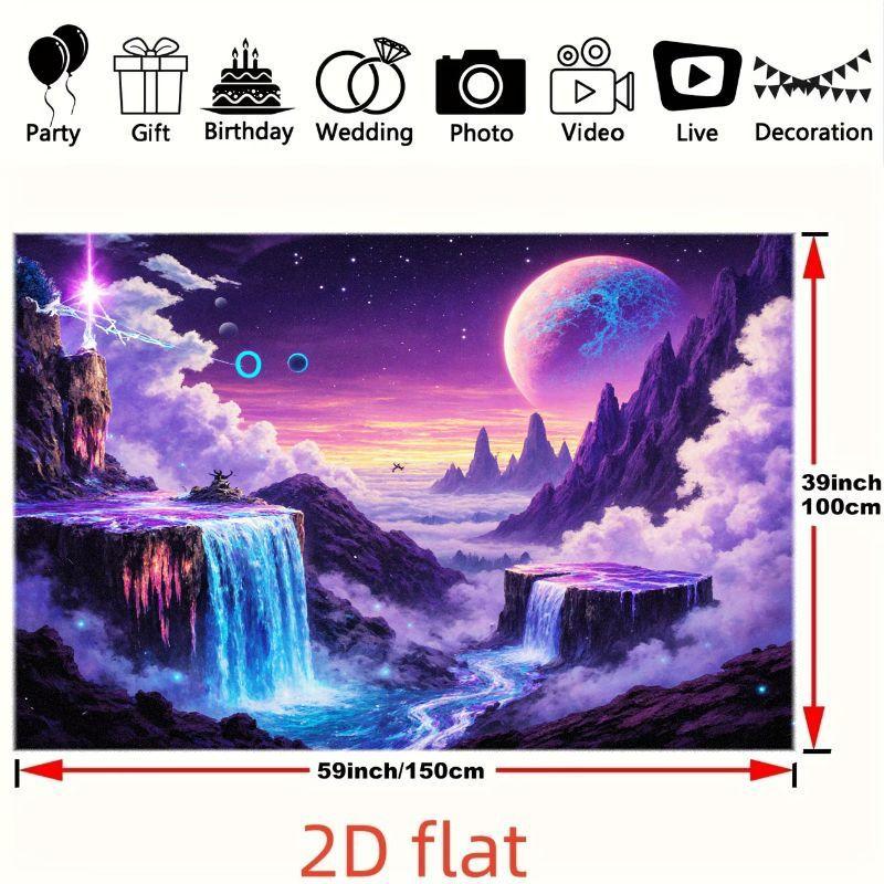 2D Plane, 1 Piece of Dreamy Purple-blue Alternate World Background Fabric, Suitable for Stage and Art.
