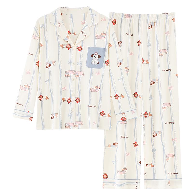 Conjunto de Cardigan de Pijama de Algodão de Manga Longa Plus Size para Mulheres Outono/Inverno 2025