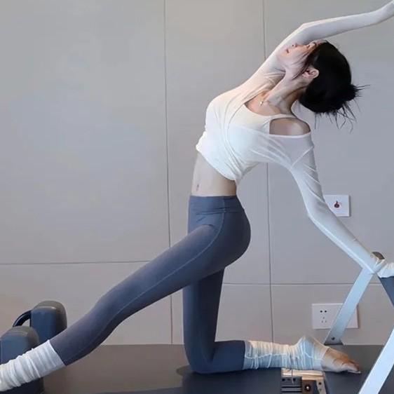 Yoga Clothes Women's Tops 1011 Spring Pilates Training Blouse Fitness Long-sleeved Sports Two-piece Set High Elastic Quick Drying