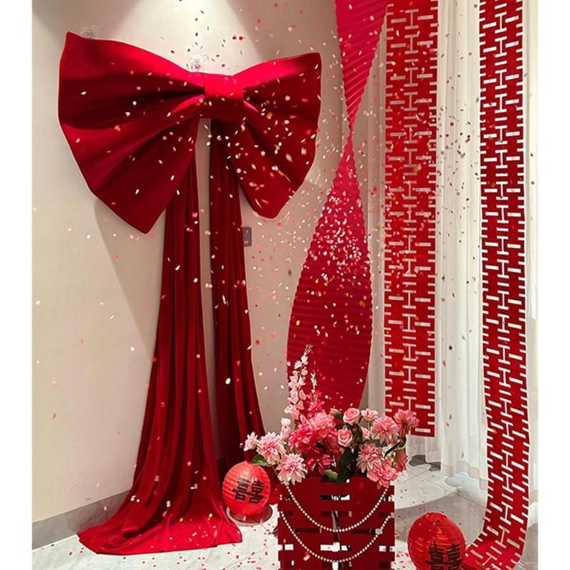 Large Red/Pink Plushie Bows Wedding Decoration Wall Decorating Ormanent For Event Planners Anniversary Celebration