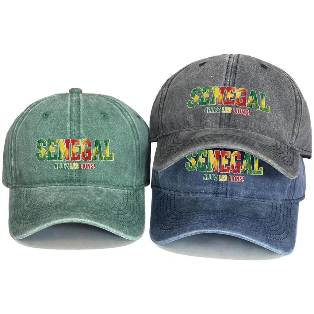 Snapback Baseball Cap With "SENEGAL" "ALLEZ LES LIONS" Flag Printed , Adjustable Baseball Hat Vintage Casual Leisure Simple Woman's Cap