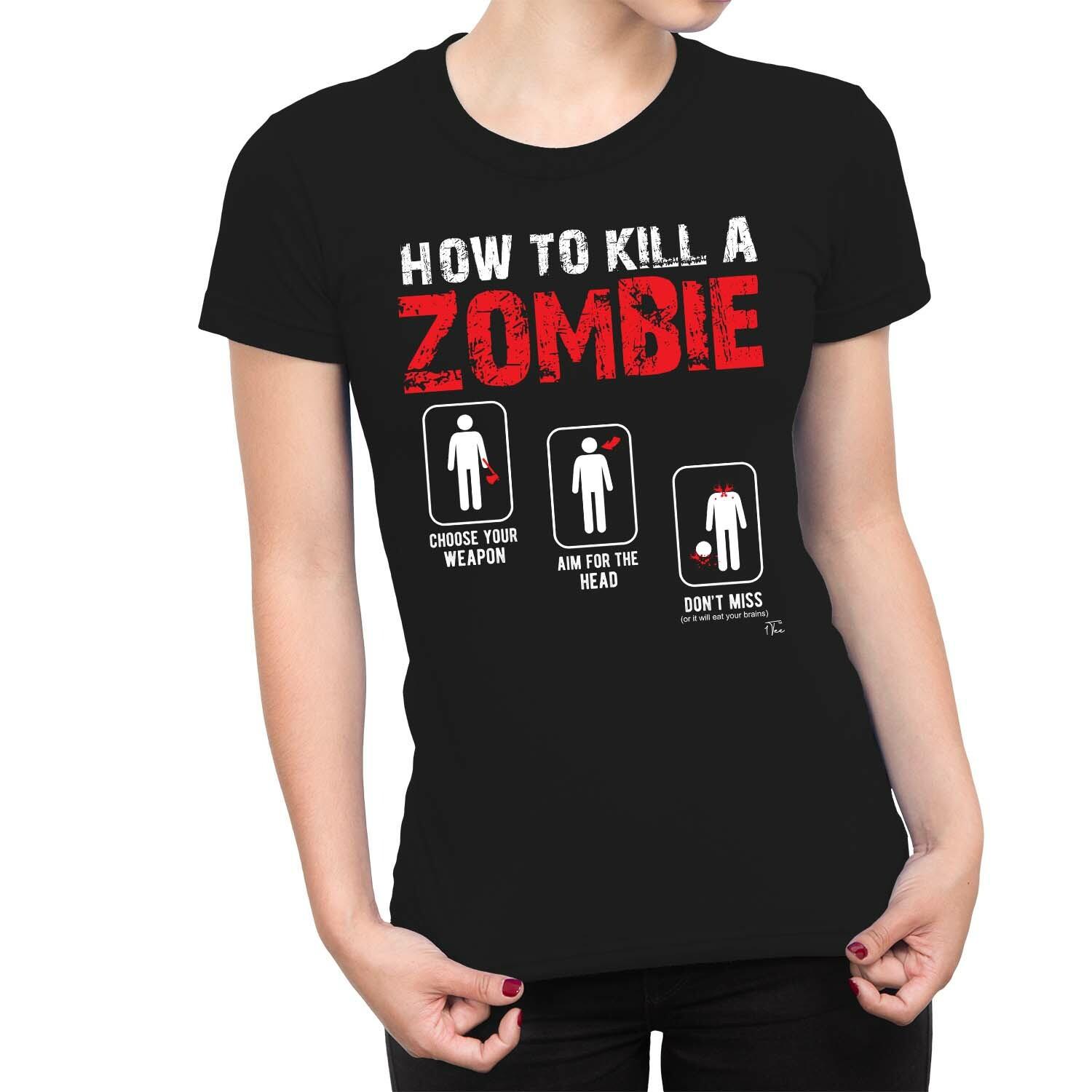 1Tee Womens How to Kill a Zombie Process T-Shirt M