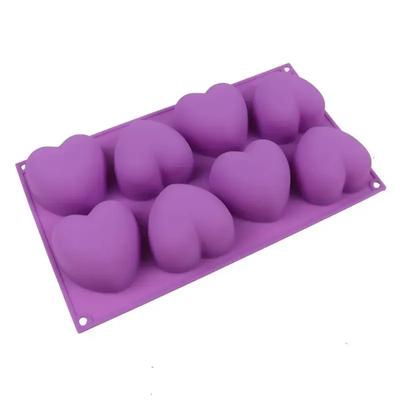 8 Cavity Silicone Heart Shaped Mould Cake Mousse Pastry Bakeware Tools DIY Chocolate Cake Molds Fudge Cupcake Decorating Tools