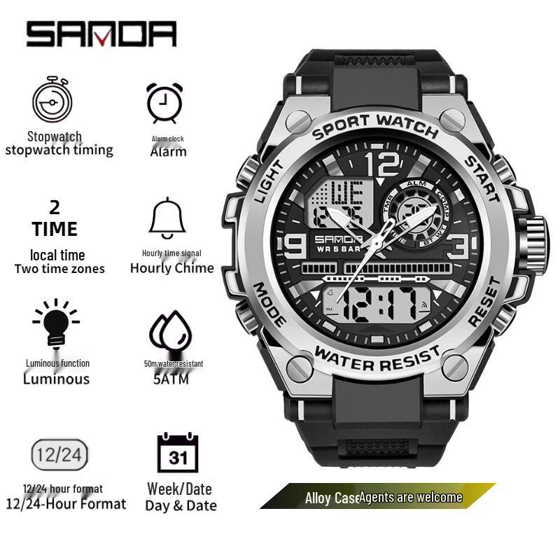 Sanda Youth Tactical Luminous Multifunction Waterproof Men's Electronic Watch