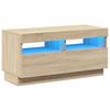 Vidaxl Szafka Tv Z Oświetleniem Led, Dąb Sonoma, 80X35X40 Cm