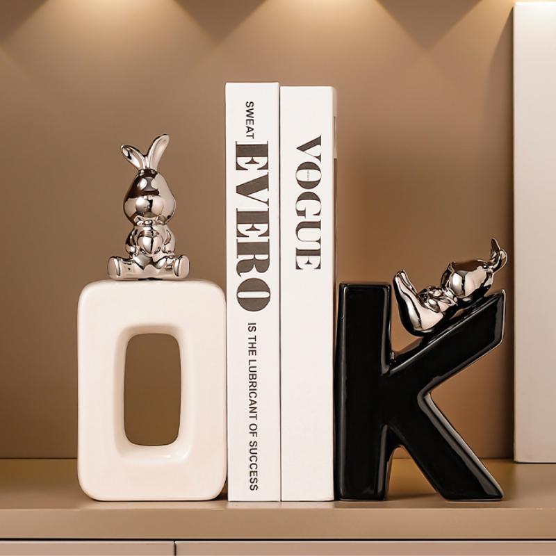 Ceramic Abstract Figure Statue Book End Reader Figurine Nordic Modern Simple Home Decoration Bookshelf Desk Bookends Ornaments