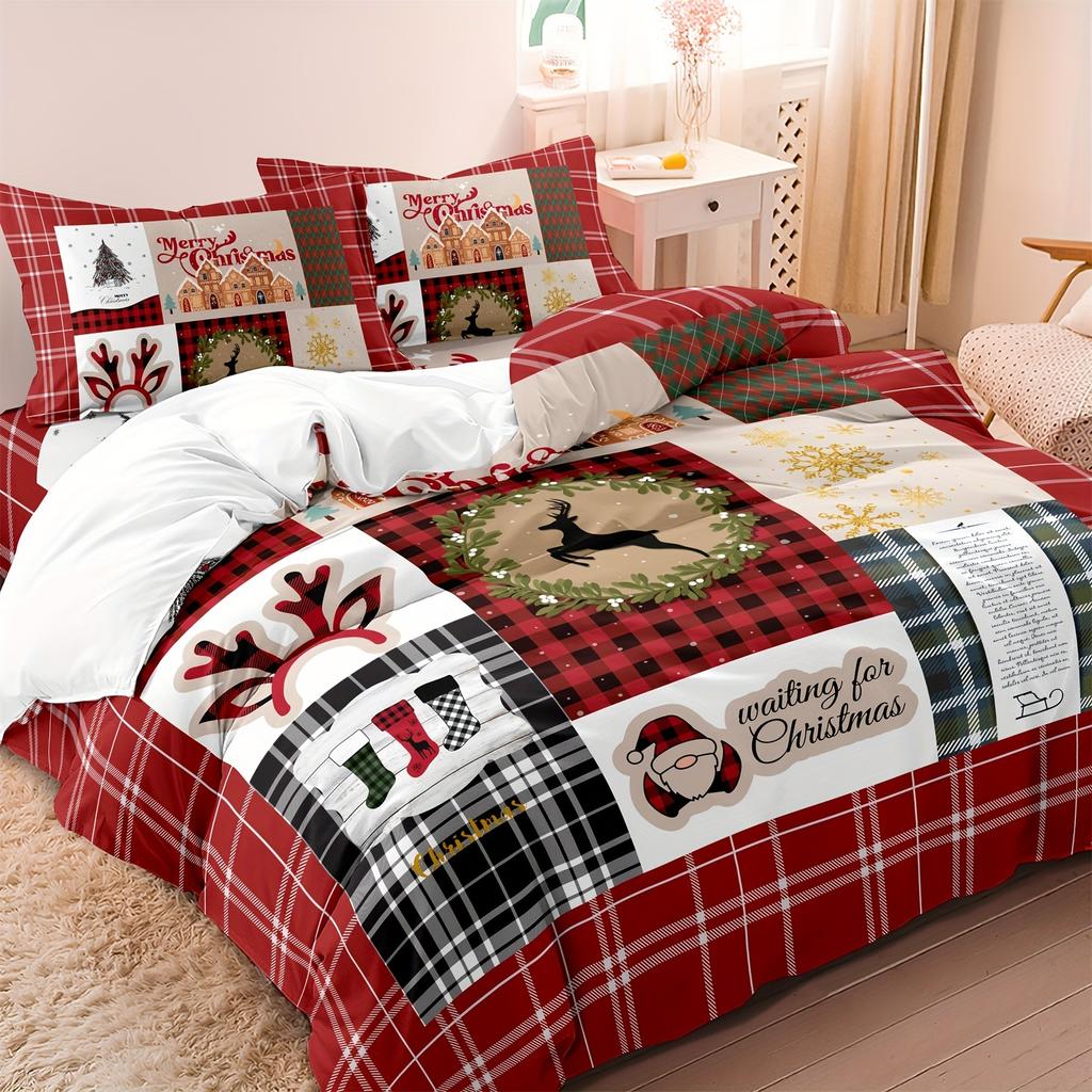 Christmas-Themed Digital Print Soft with Soft Fabric Duvet Cover Set - 3 Piece Beding Colection Soft Nice Warm