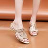 Rhinestone Low Heel Woman Slippers Outside Sandals 39 Unique Slides Chic and Elegant Shoes for Women Korea Style Shoe Wholesale