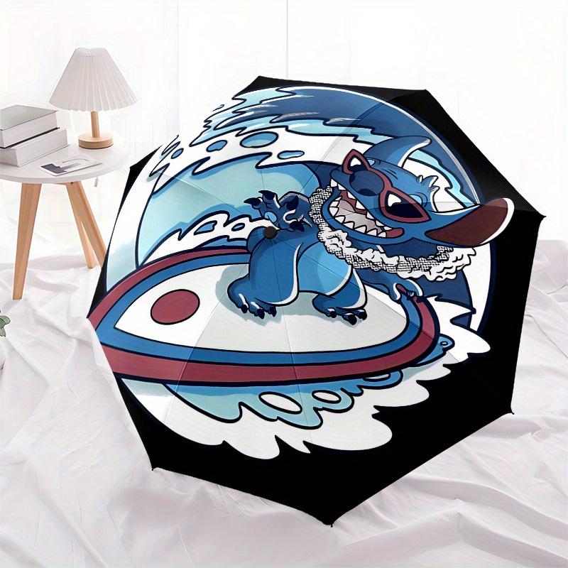 Stitch, surfing Automatic Opening and Closing Umbrella - 8 Ribs Portable Folding Umbrella with Plastic Handle, Suitable for Leisure and Hall