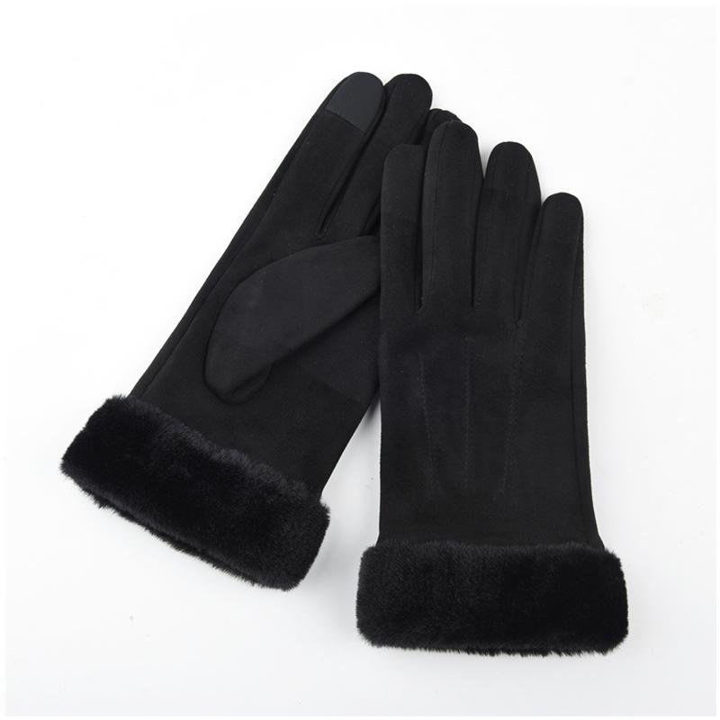 Winter gloves women's warm fleece thickened cute non-slip, windproof and cold-proof cycling electric car gloves