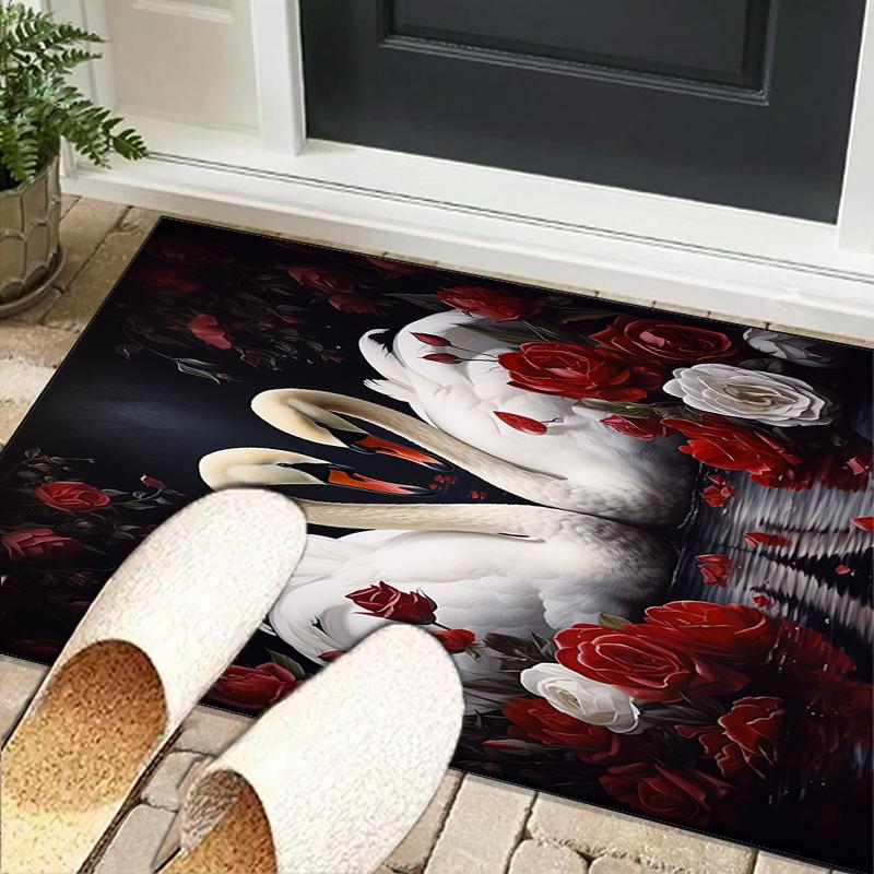 Swan And Lotus Fantasy Office Rug Chair Mat, Entryway Carpet, Suitable for Front Door, Bedroom, Living Room, Desk, Holiday Gift