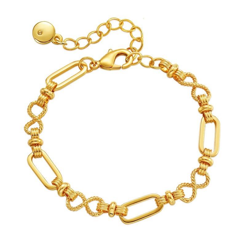 Minimalist Ins Style Hollow Chain 18k Gold Plated Adjustable Women Bracelet