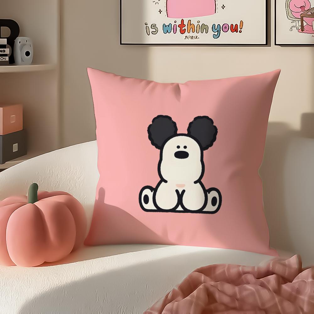 Cute IP Kawaii Versatile Art Portrait Cushion Cover Pillowcase Short Plush Invisible zipper Room Sofa Cushion Cover