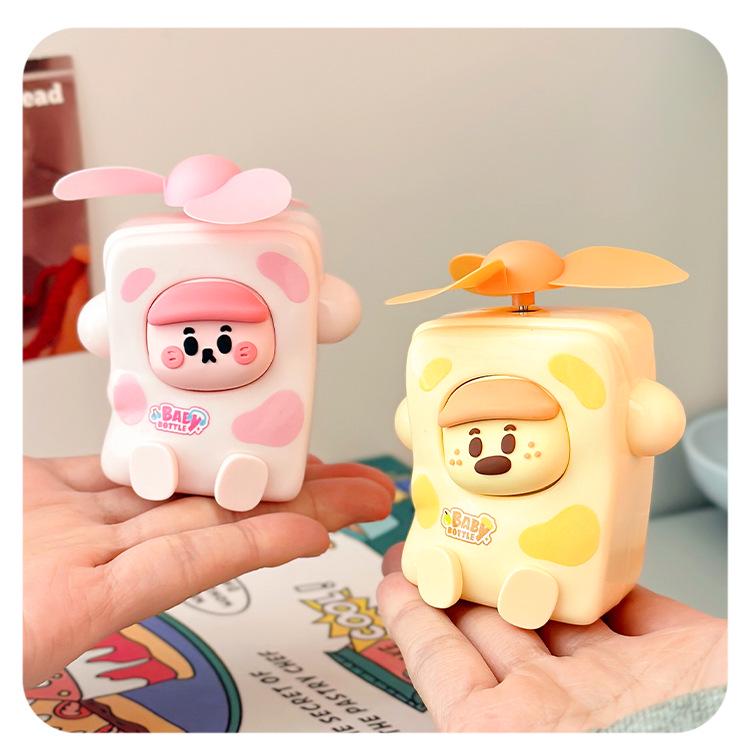 Cartoon Milk Dumpling Style Mini Rechargeable Handheld Fan for Kids - Portable Summer Cooling Outdoor Fan