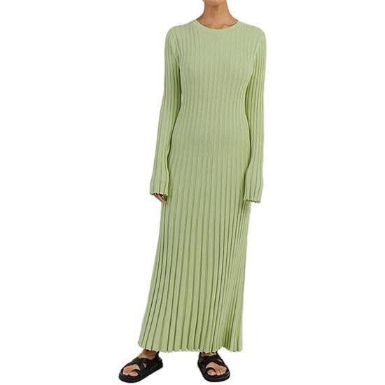 Women Knit Long Dress Autumn Winter Clothes Long Sleeve O Neck Bodycon Dress Party Evening Casual Elegant Dresses Streetwear