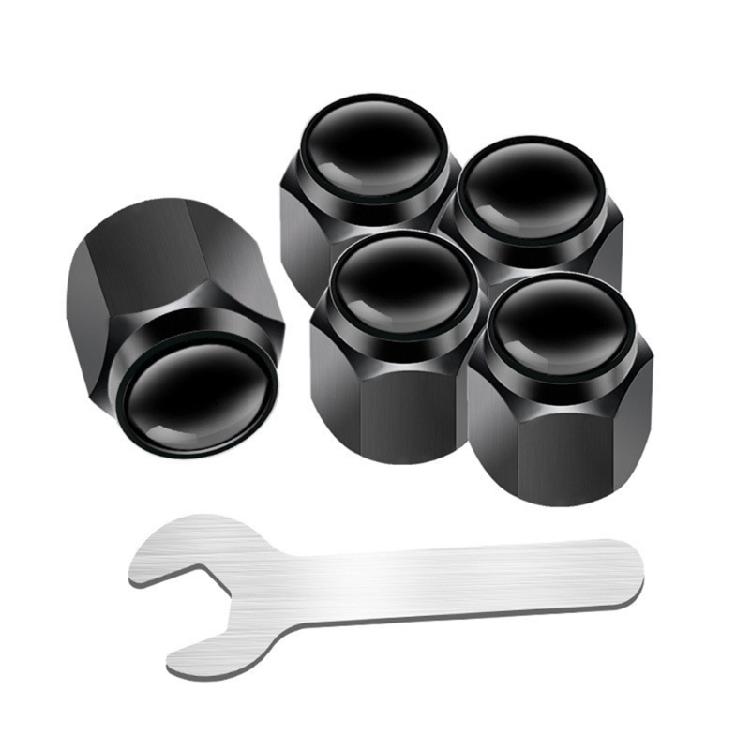 

5pcs Tire Valves Caps Metal Rubber Seal Weather Resistant Tire Valves Stem Caps Vehicle Accessories for Car SUVs Bicycles чорний