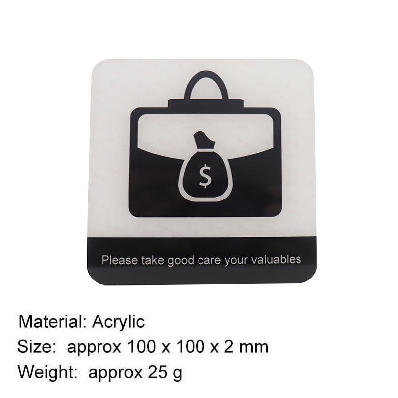 Pop Black Acrylic Creative Signage Please take good care your valuables Sign Wall Label Sticker Warning Badge for Public Shoppe Mall Restaurant Gyms