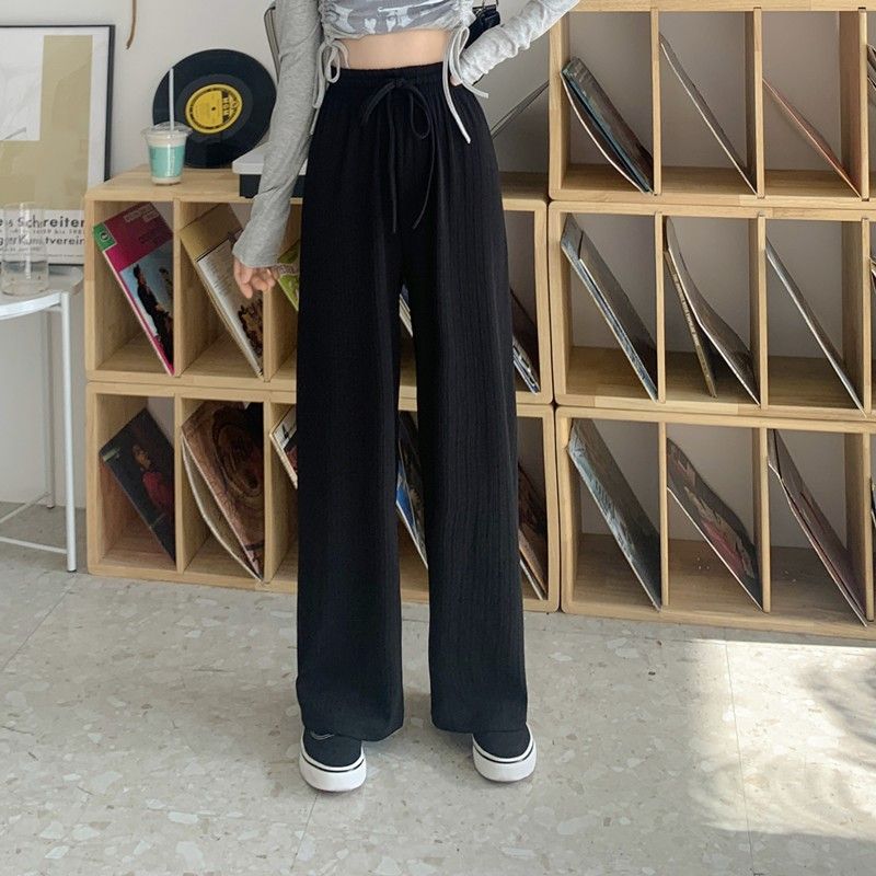 Large Size Wide Leg Pants for Women in Summer High Waisted Straight Leg Loose Fit Sporty and Casual with a Hanging Feeling and Floor Length Pants