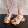 Thick bottom heightening beach Boken slippers women's 2025 summer new retro versatile casual soft bottom one-word cool slippers