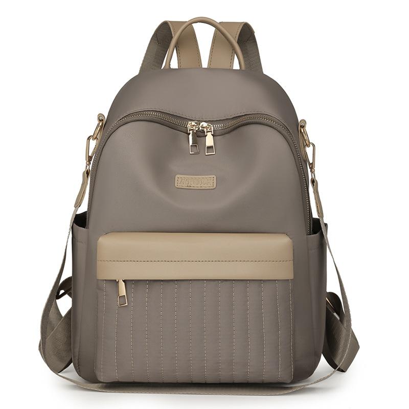 Versatile Oxford cloth backpack women s new fashion large-capacity soft leather student schoolbag outdoor travel backpack хаки