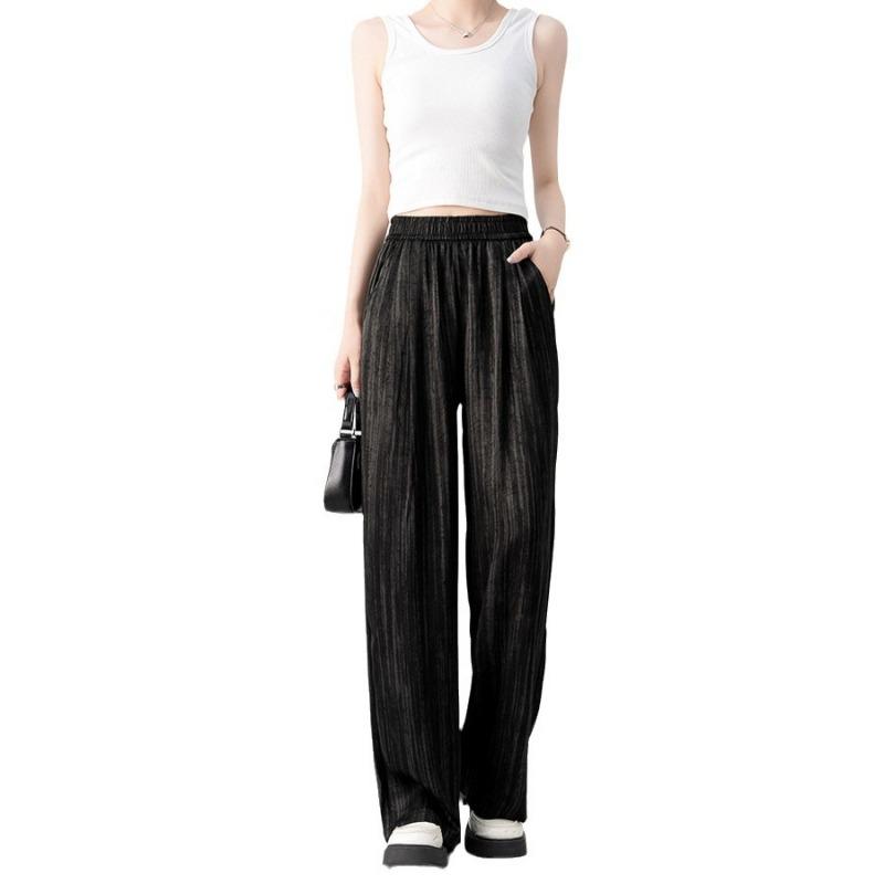 Summer Wide-leg Yamamoto Satin Pants Drape Cold High Waist Thin Loose Casual Straight Sports Dirty Pants Women