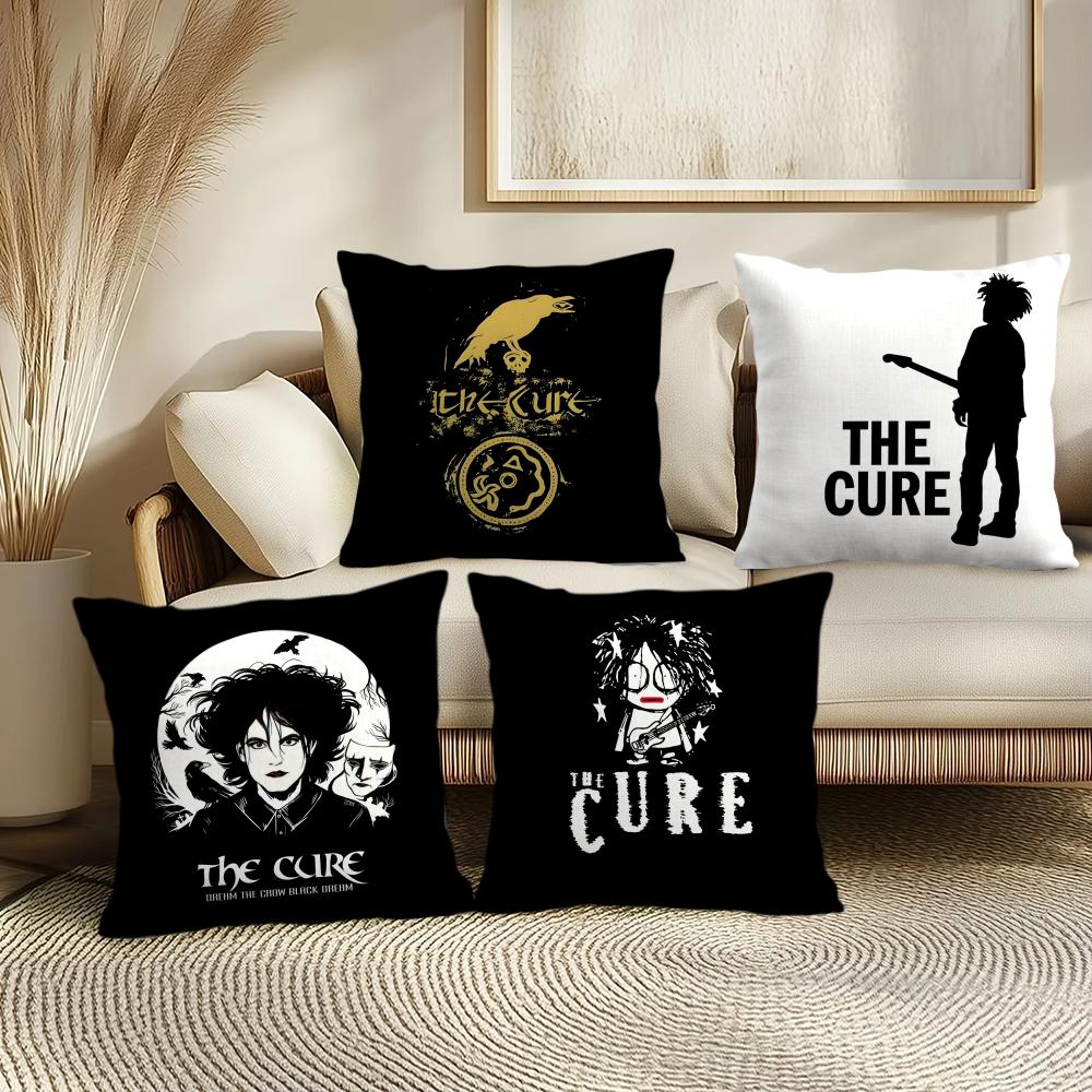 Vintage The C-Cure Rock Band Cushion Cover Soft Short Plush Pillow Cover Smooth Cozy Texture Aesthetic Cushion Case Home Decor