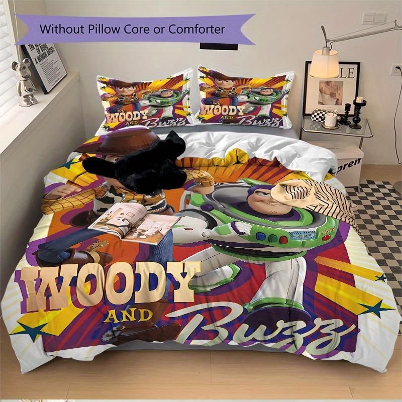 3pcs Woody and Buzz Quilt Set Soft and Comfortable Bedroom, Guest Room and Dorm Decor Bedding Set F096