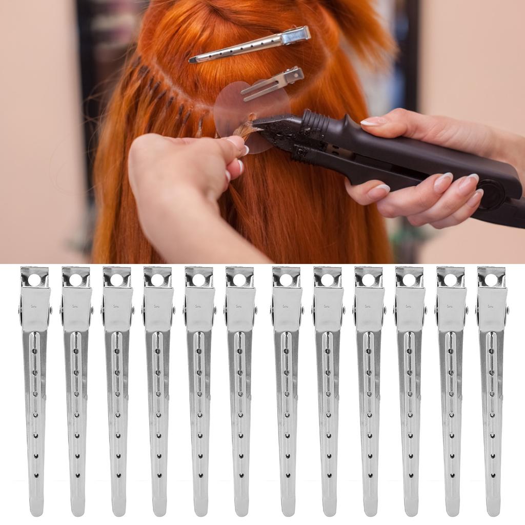 12pcs Duckbill Clip Professional Stainless Steel Home Salon Portable Hair Sectioning Clip Styling Tool