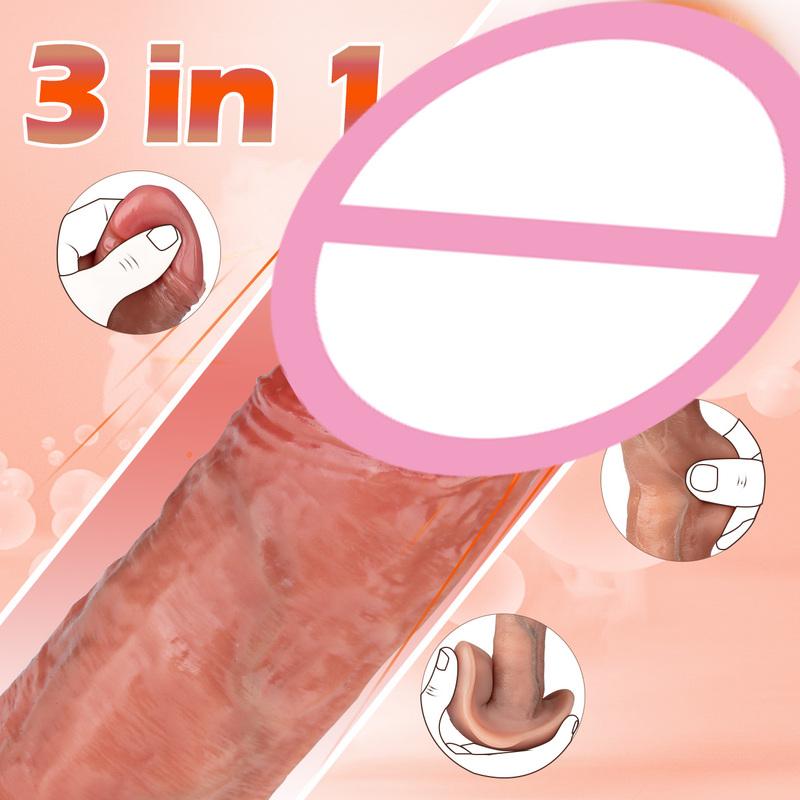 Remote Control Thrusting Realistic Dildo Sex Toy for Women Wireless Telescopic Dick Masturbator Soft Vibrator Penis Adult Goods