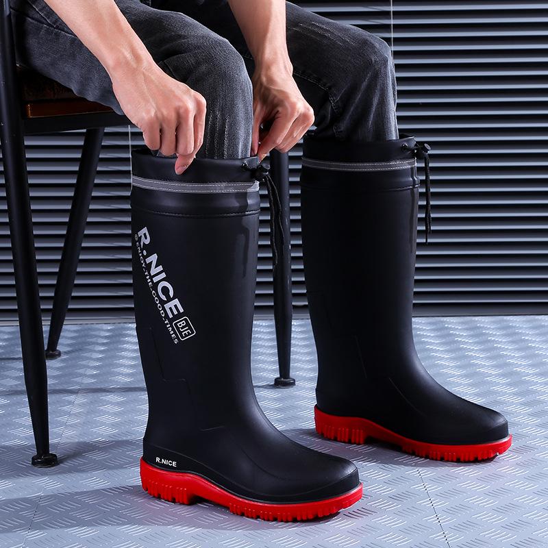 Men's British-Style Non-Slip Warm Rain Boots - 2024 Korean-Inspired Comfortable Long Boots