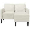 2 Seater Sofa with Chaise Longue L Shaped Cream 125 Cm Velvet