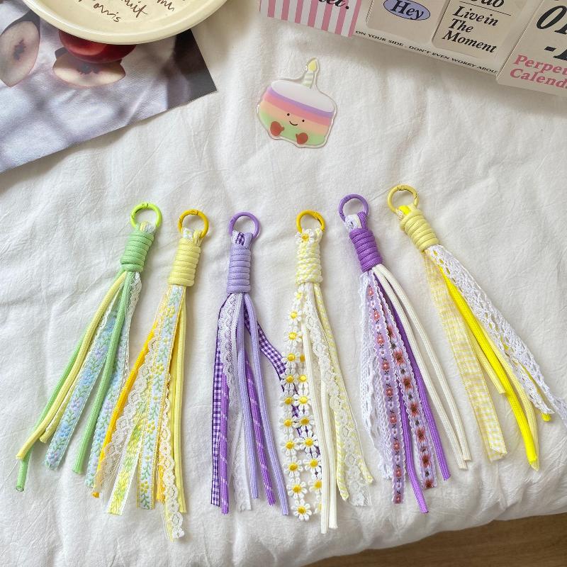 Lace Keychain Braided Rope Charm Pendant Keyring  Simple All-Matching Bag Decoration Jewelry Accessories