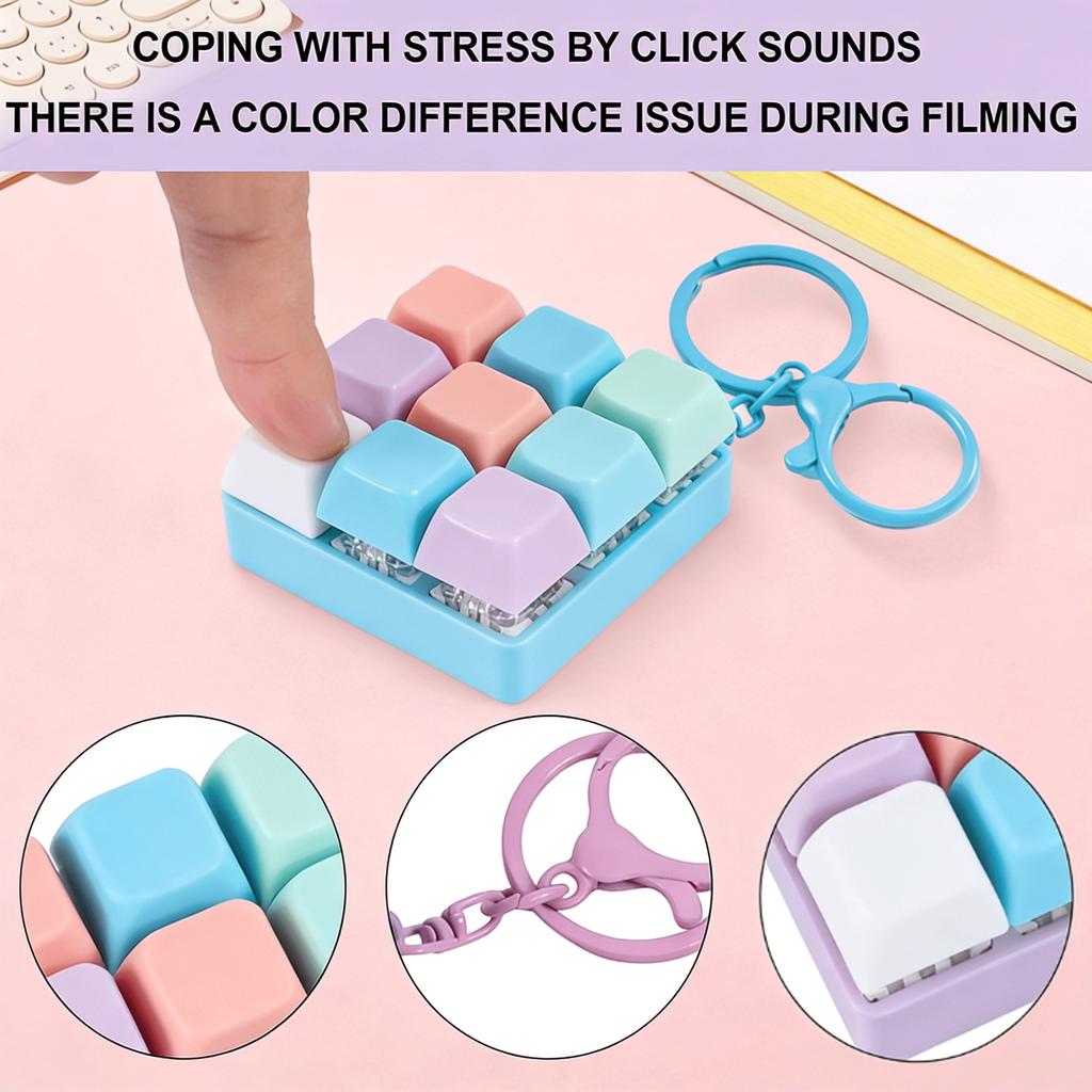 Keyboard Fidget Toy Fingertip Clicker Keyboard Fidget Keychain Button Fidget Gifts for Adults to Relieve Stress and Pass Time