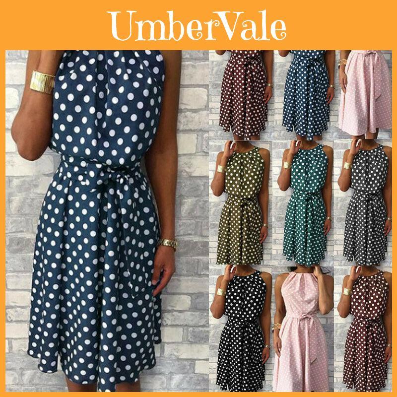 Trendy Plus Size Women's Sleeveless Polka Dot Midi Dress For Summer Celebrations